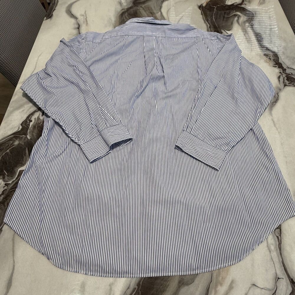 Polo Ralph Lauren Shirt Mens 17.5 32/33 Classic Fit Blue White Stripe Red Pony - Picture 9 of 9